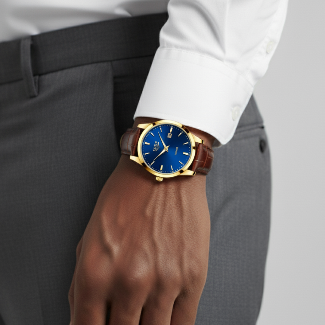 Mens Classic Watch | Brown Leather Strap