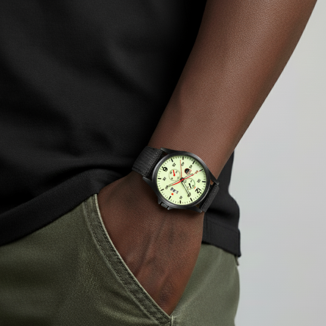 Mens Military Watch | Sporty Fluorescent Quartz