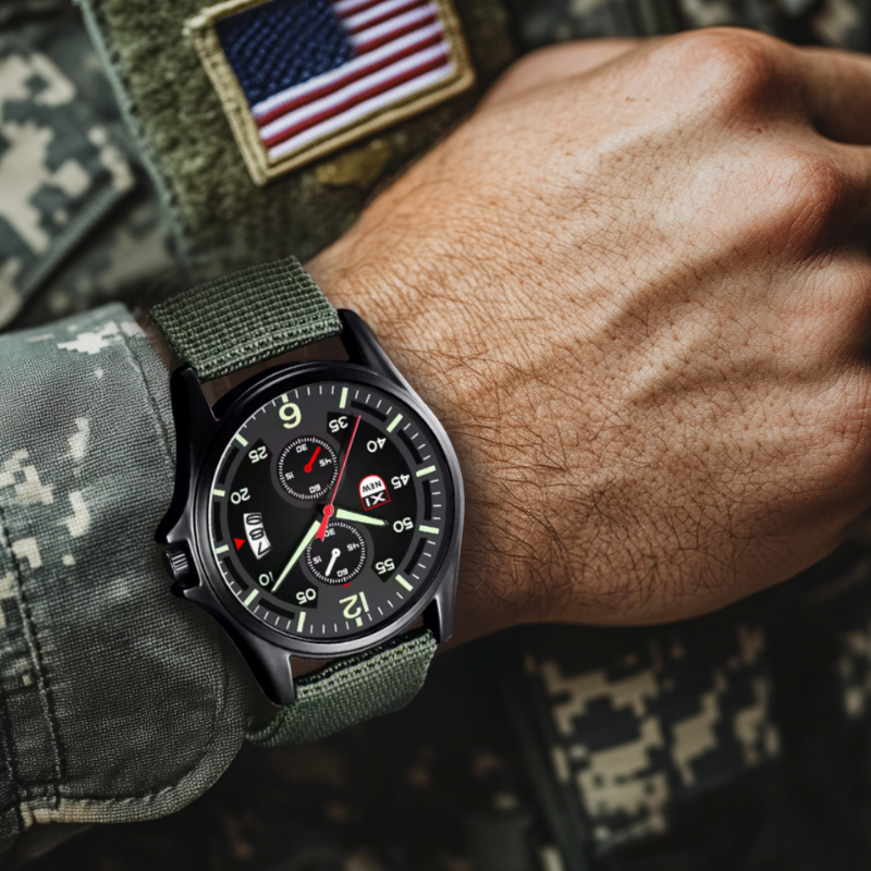 Mens Military Watch | Sporty Fluorescent Quartz