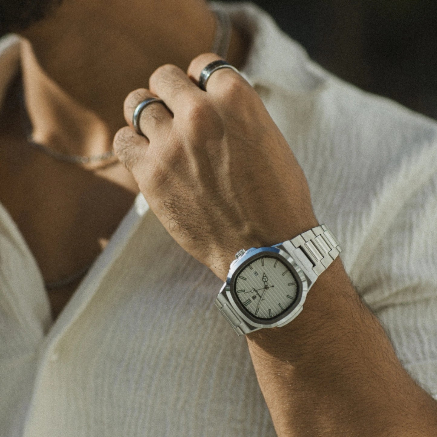 Mens Stainless Steel Watch | Square Dial