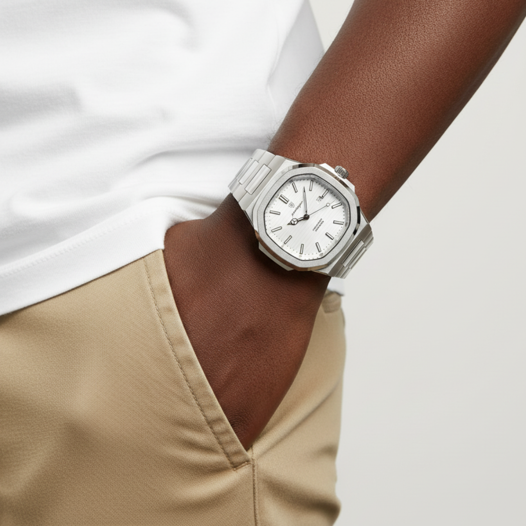 Mens Stainless Steel Watch | Square Dial