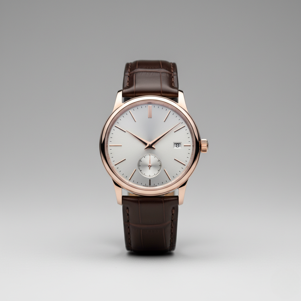 Baroque | Mens Rose Gold Leather Watch