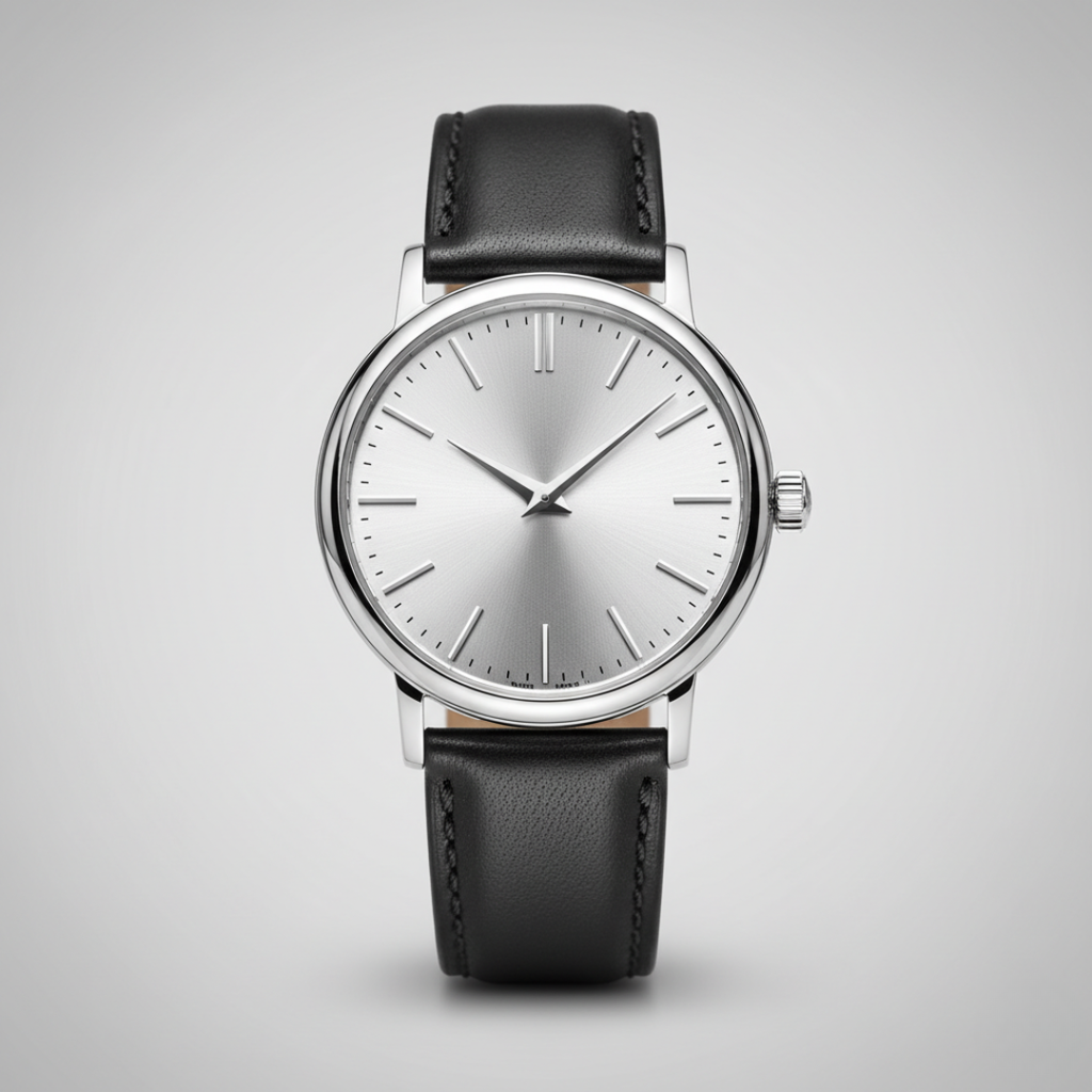 Nova | Mens Silver Leather Watch