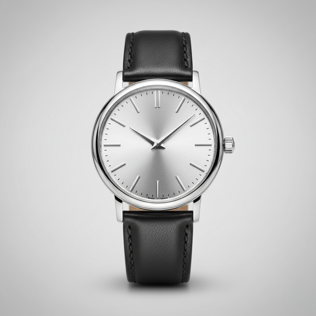 Nova | Mens Silver Leather Watch