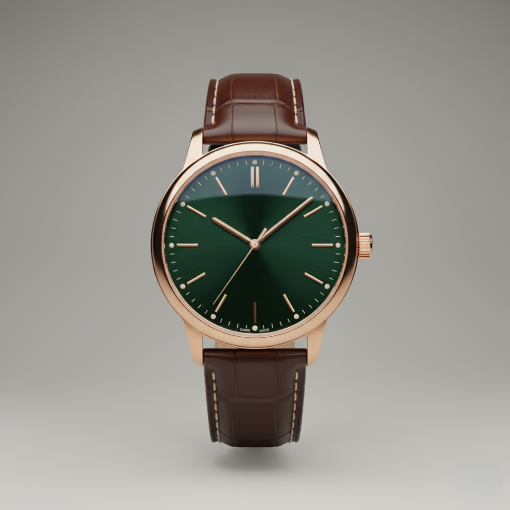 Veridian | Mens Rose Gold  Watch | Green Dial