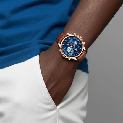 Mens Classic Moonphase Watch | Blue Dial