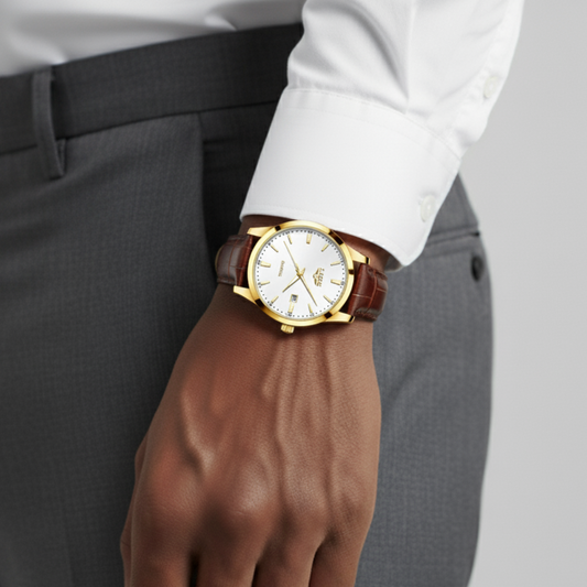 Mens Classic Watch | Brown Leather Strap