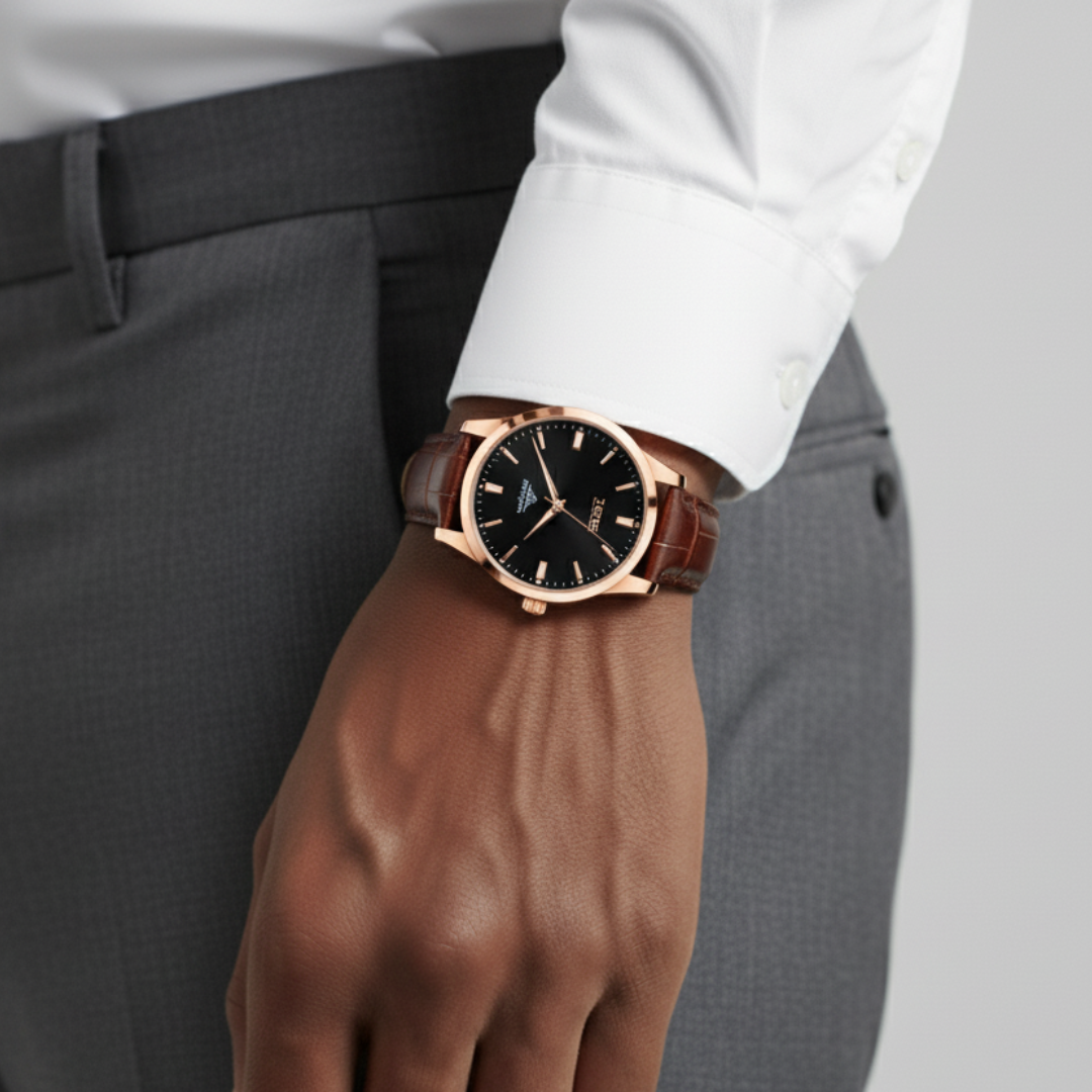 Mens Classic Watch | Brown Leather Strap