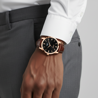 Mens Classic Watch | Brown Leather Strap