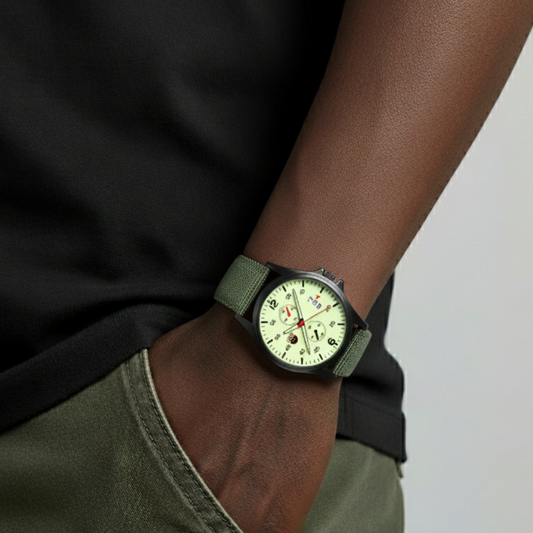 Mens Military Watch | Sporty Fluorescent Quartz