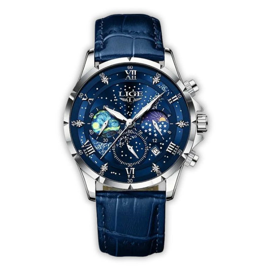 Mens Classic Moonphase Watch | Blue Dial