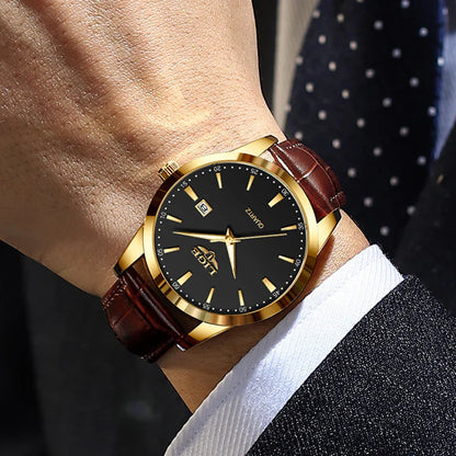 Mens Classic Watch | Brown Leather Strap