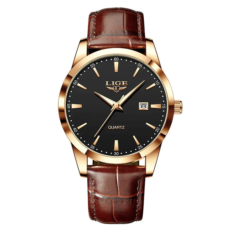 Mens Classic Watch | Brown Leather Strap